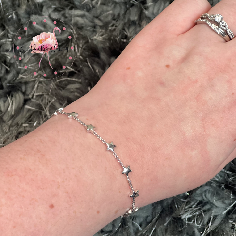 Sierra Star Delicate Chain Bracelet in Rhodium Metal