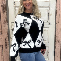 Black Bow Rhombus Sweater