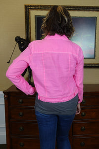 Linen Travel Jacket - Bright Hot Pink