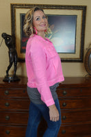 Linen Travel Jacket - Bright Hot Pink
