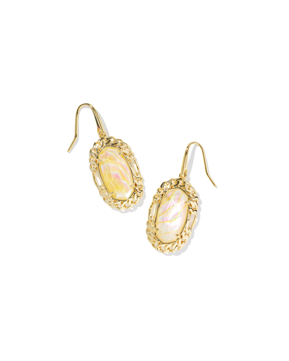 Dani Gold Iridescent Abalone Figaro Frame Drop Earrings