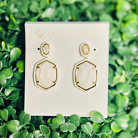 Daphne Enamel Frame Gold Drop Earrings White Mother of Pearl 
Kendra Scott Earrings