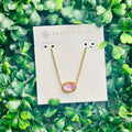 Daphne Gold Frame Pendant Necklace in Light Pink Mother of Pearl