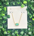 Daphne Gold Frame Pendant Necklace in Teal Amazonite