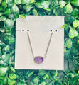 Daphne Silver Frame Pendant Necklace in Purple Amethyst