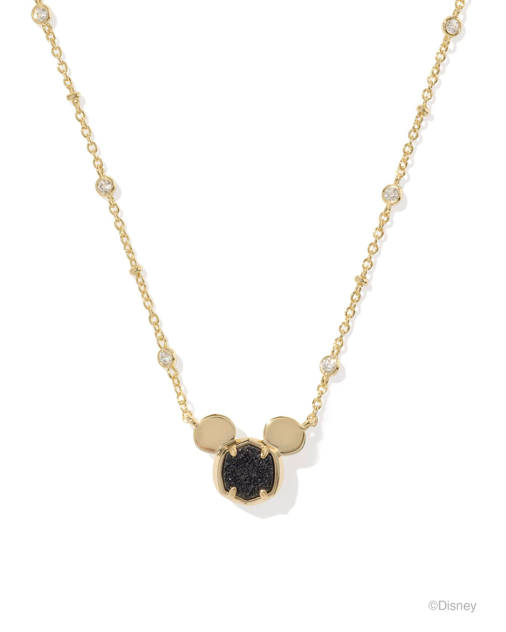 Disney | Kendra Scott Gold Mickey Mouse Pendant Necklace in Black Drusy