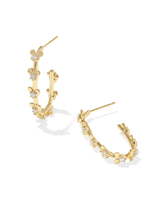 Disney | Kendra Scott Gold Mickey Mouse and Minnie Mouse Hoop in White Crystal
