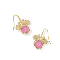 Disney | Kendra Scott Gold Minnie Mouse Drop Earrings in Hot Pink Drusy