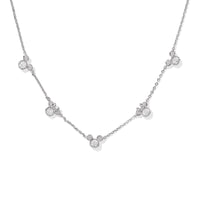 Disney | Kendra Scott Silver Mickey Mouse and Minnie Strand Necklace in White Crystal