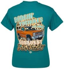 Dodgin' potholes in my sunburnt Silverado tee.