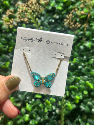 Kendra Scott Butterfly Necklace Gold - Teal
