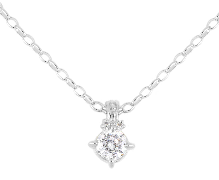 K5349-RF03 - Diamante - CZ 2 Carat 120 Facet Necklace - rhodium