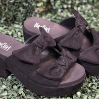 Put A Bow On It - Black Faux Suede