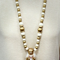 Wooden Nutcracker Necklace - Gold