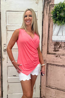 Misty Asymmetrical Tank Top - Coral
