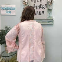 Pure Pink Ribbed Lace Cardigan