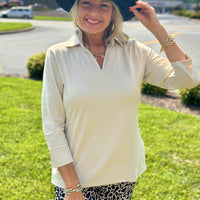 Lulu-B 3/4 Collar Top - STN