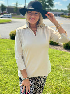 Lulu-B 3/4 Collar Top - STN