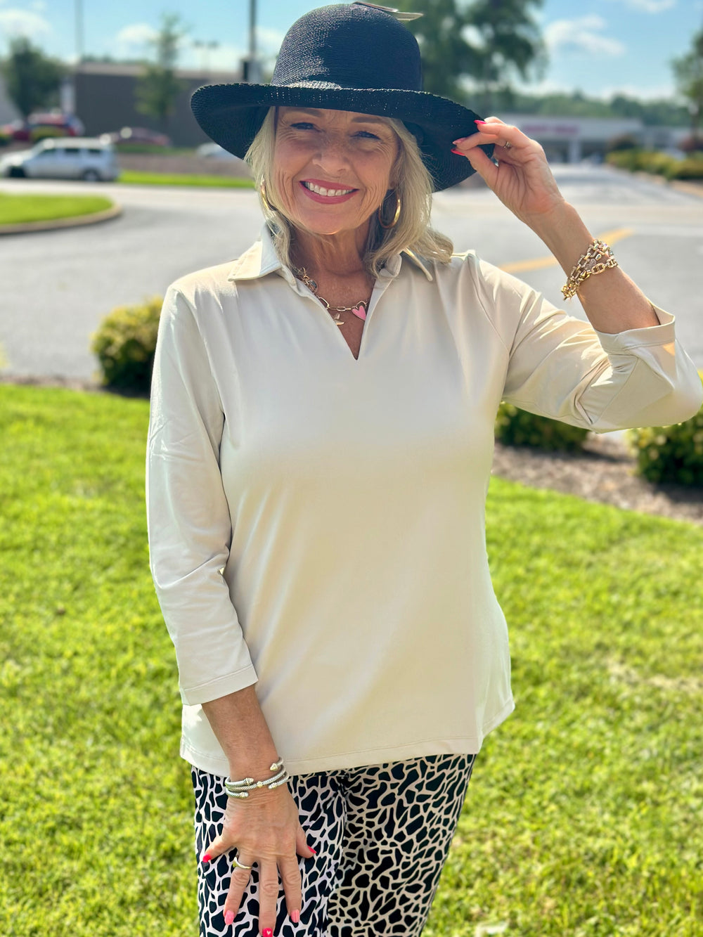 Lulu-B 3/4 Collar Top - STN