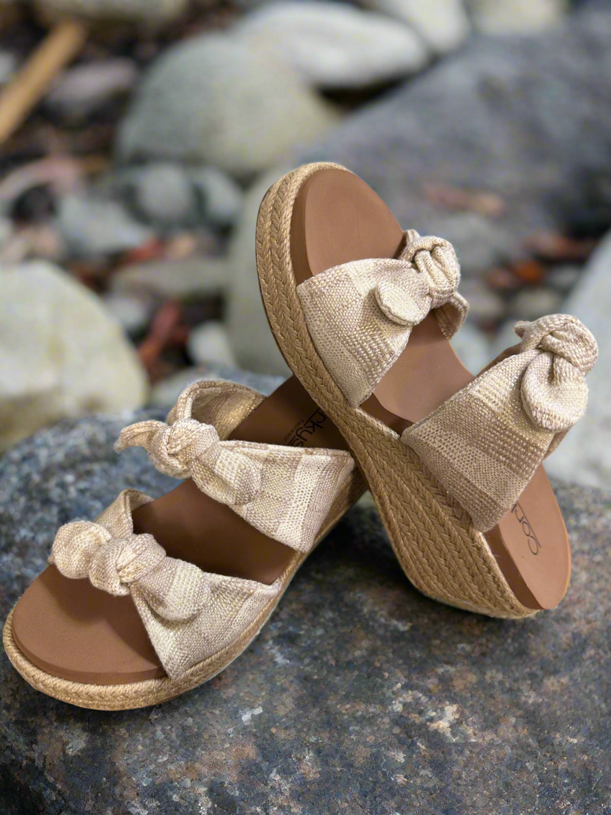 Tie The Knot Wedge - Tan Natural Stripe