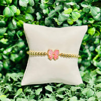Haley Gold Bow Stretch Bracelet Bush Mother of Pearl
