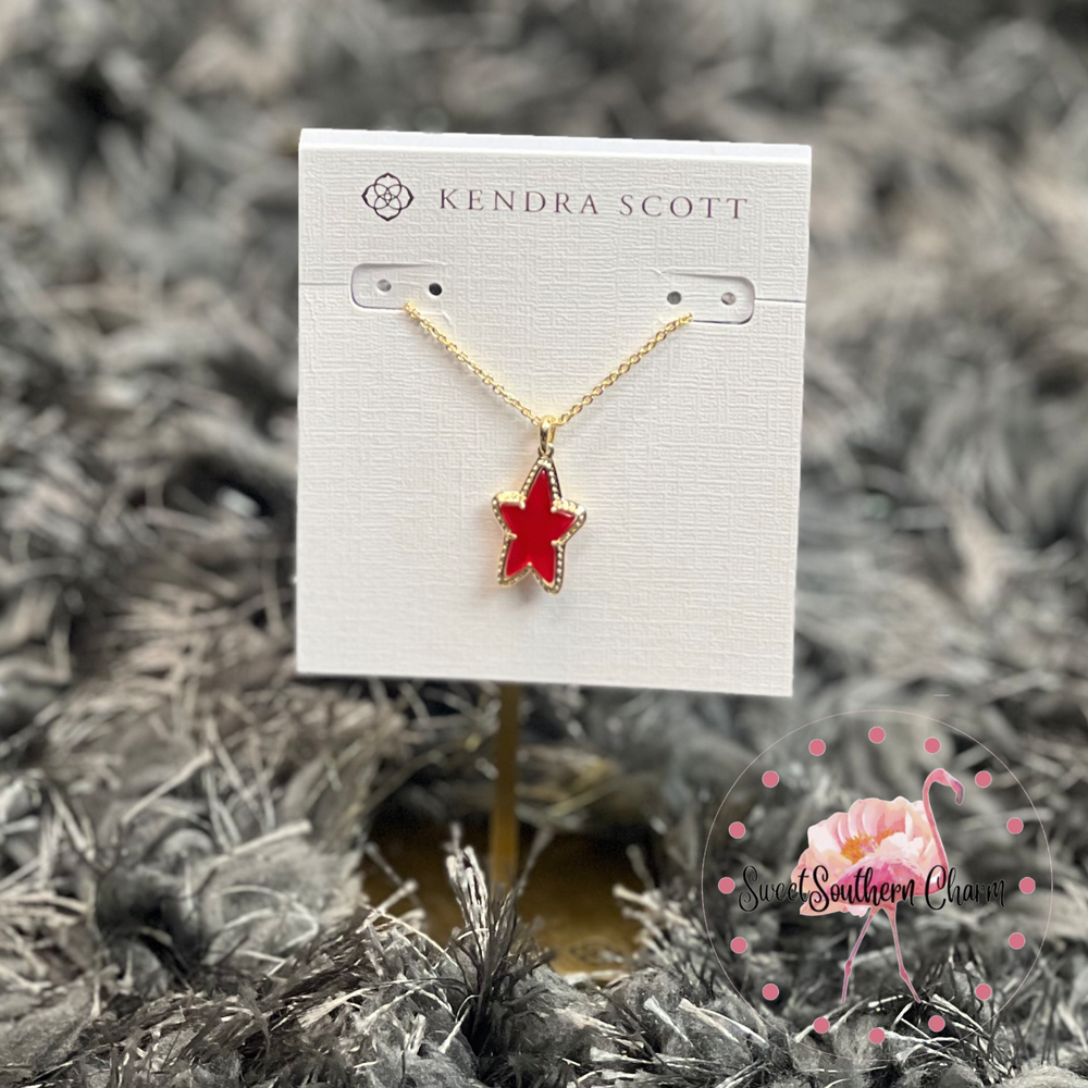 9608859826 Ada Star Short Pendant Necklace Gold in Red Illusion