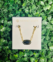 Elisa Enamel Frame Gold Paperclip Necklace Black Agate 

Kendra Scott
