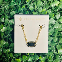 Elisa Enamel Frame Gold Paperclip Necklace Black Agate 

Kendra Scott