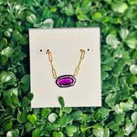 Elisa Enamel Frame Gold Paperclip Necklace Purple Mother of Pearl

Kendra scott necklace