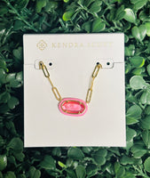 Elisa Enamel Frame Gold Paperclip Necklace bright pink illusion

kendra scott necklace

