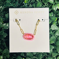 Elisa Enamel Frame Gold Paperclip Necklace bright pink illusion

kendra scott necklace