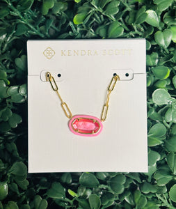 Elisa Enamel Frame Gold Paperclip Necklace bright pink illusion

kendra scott necklace