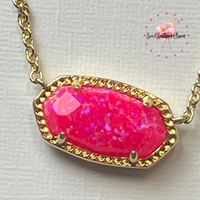 Elisa Gold Pendant Necklace in Bright Pink Kyocera Opal
