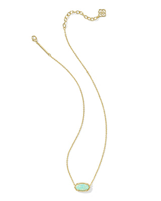Elisa Gold Short Pendant Necklace in Green Kyocera Opal