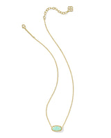 Elisa Gold Short Pendant Necklace in Green Kyocera Opal
