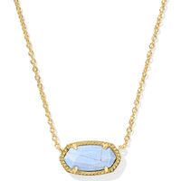 Elisa Gold Short Pendant Necklace in Variegated Light Blue