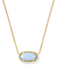 Elisa Gold Short Pendant Necklace in Variegated Light Blue