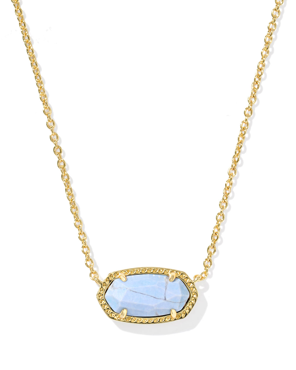 Elisa Gold Short Pendant Necklace in Variegated Light Blue