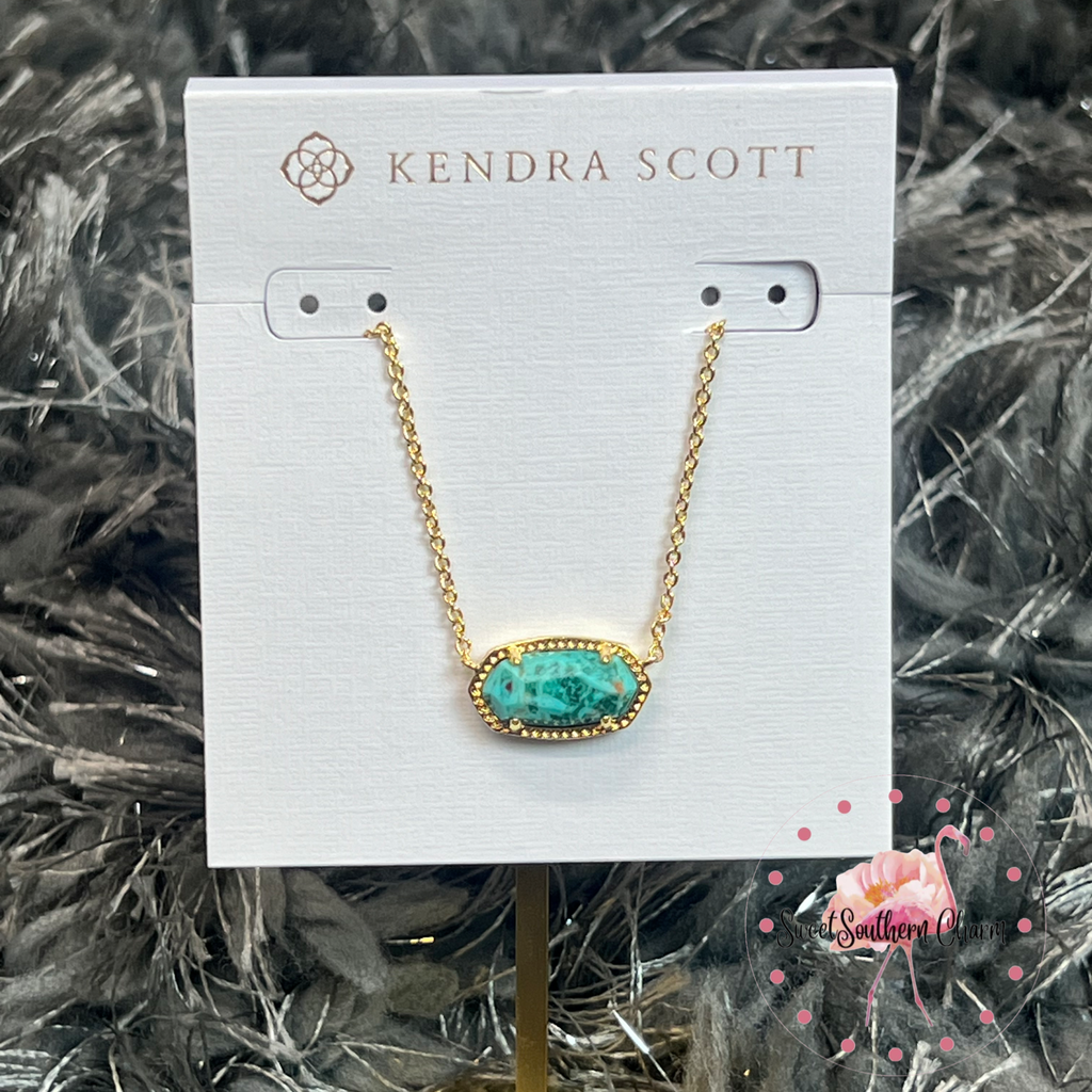 Kendra Scott Elisa Necklace Gold Sea Green Chrysocolla Sweet