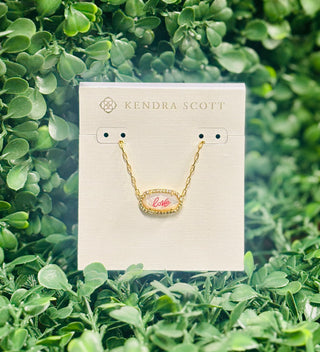 Elisa Pave Frame Gold Necklace in Ivory Mother of Pearl Love Script
Kendra Scott Necklace 
trendy 
gold jewelry 
valentines jewelry 
accessories