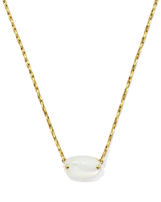 Elisa Riveted Gold Pendant Necklace in  Ivory Mother of Pearl