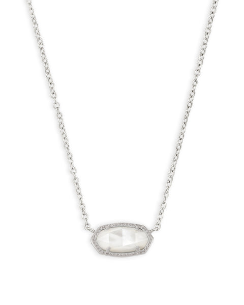 Elisa Short Pendant Necklace Silver in Mother of Pearl
Kendra Scott 
Elevate your everyday style with the Elisa Silver Pendant Necklace—your new go-to accessory. Featuring a dainty stone on a delicate silver chain, this timeless piece effortlessly complements any outfit, from casual chic to evening elegance. Whether worn solo or layered, it adds just the right touch of sparkle and sophistication.