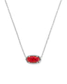 Elisa Silver Necklace in Red Kyocera Opal
