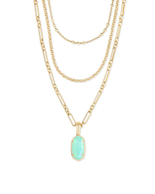 Elisa Triple Strand Necklace Gold in Matte Iridescent Mint