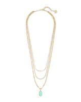 Elisa Triple Strand Necklace Gold in Matte Iridescent Mint
