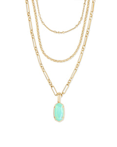 Elisa Triple Strand Necklace Gold in Matte Iridescent Mint