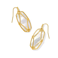 Elle Lattice Frame Gold Drop Earrings in Ivory Mother of Pearl

Our iconic, eye-catching Elle earrings just got an artistic upgrade. The Elle Lattice Frame Gold Drop Earrings in Ivory Mother of Pearl feature a brand-new metalwork design inspired by the delicate texture of lace. Framed in refined gold, the ivory mother-of-pearl stones shimmer with elegance, making these a standout addition to any collection. Bold yet timeless, they bring the perfect balance of color, craftsmanship, and stat