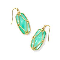 Elle Lattice Frame Gold Drop Earrings in Light Green Mother of Pearl

Our iconic, eye-catching Elle earrings just got an artistic upgrade. The Elle Lattice Frame Gold Drop Earrings in Light Green Mother of Pearl&nbsp;feature a brand-new metalwork design inspired by the delicate texture of lace. Framed in refined gold, the ivory mother-of-pearl stones shimmer with elegance, making these a standout addition to any collection. Bold yet timeless, they bring the perfect balance of color, craftsmanship, and state