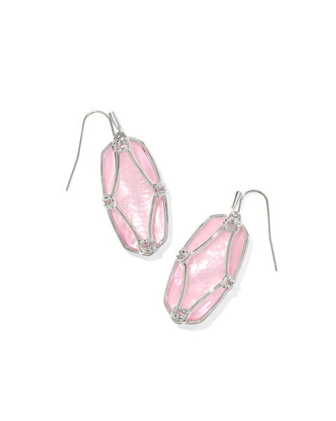 Elle Lattice Frame Earrings in Blush Ivory Mother of Pearl

Our iconic, eye-catching Elle earrings just got an artistic upgrade. The Elle Lattice Frame Silver Drop Earrings in Blush Ivory Mother of Pearl feature a brand-new metalwork design inspired by the delicate texture of lace. Framed in refined gold, the ivory mother-of-pearl stones shimmer with elegance, making these a standout addition to any collection. Bold yet timeless, they bring the perfect balance of color, craftsmanship, and sta
