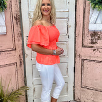 Ryan Ruffle Top - Coral